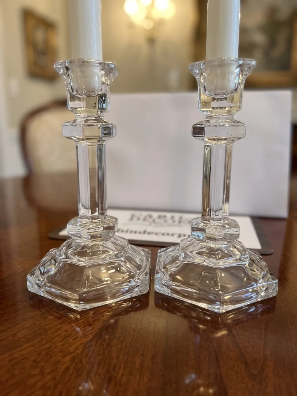 Clear Glass Taper Candle Holders - Set of 2 candles are not included 5.5” tall